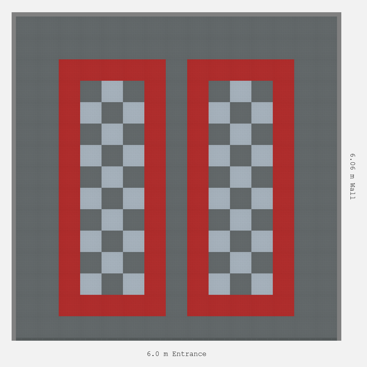 ULTRATUFF Parking Bay Chequer Infill Design Base: Space Grey - Outline: Crimson Red - Infill: Space Grey - Silver Grey
