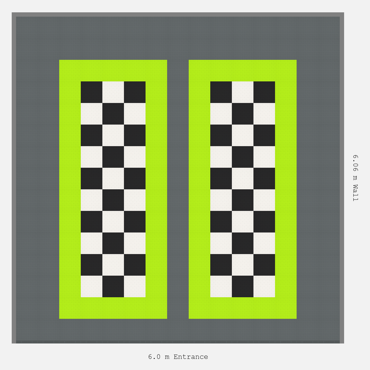 ULTRATUFF Parking Bay Chequer Infill Design Base: Space Grey - Outline: Electric Green - Infill: Jet Black - Alpine White