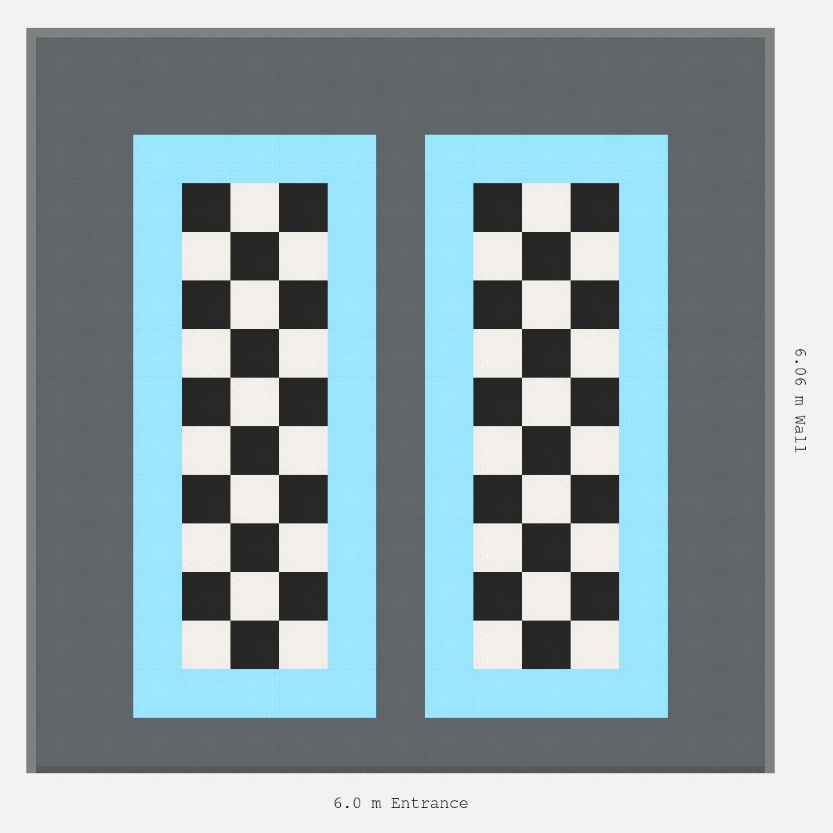 ULTRATUFF Parking Bay Chequer Infill Design Base: Space Grey - Outline: Gulf Blue - Infill: Jet Black - Alpine White