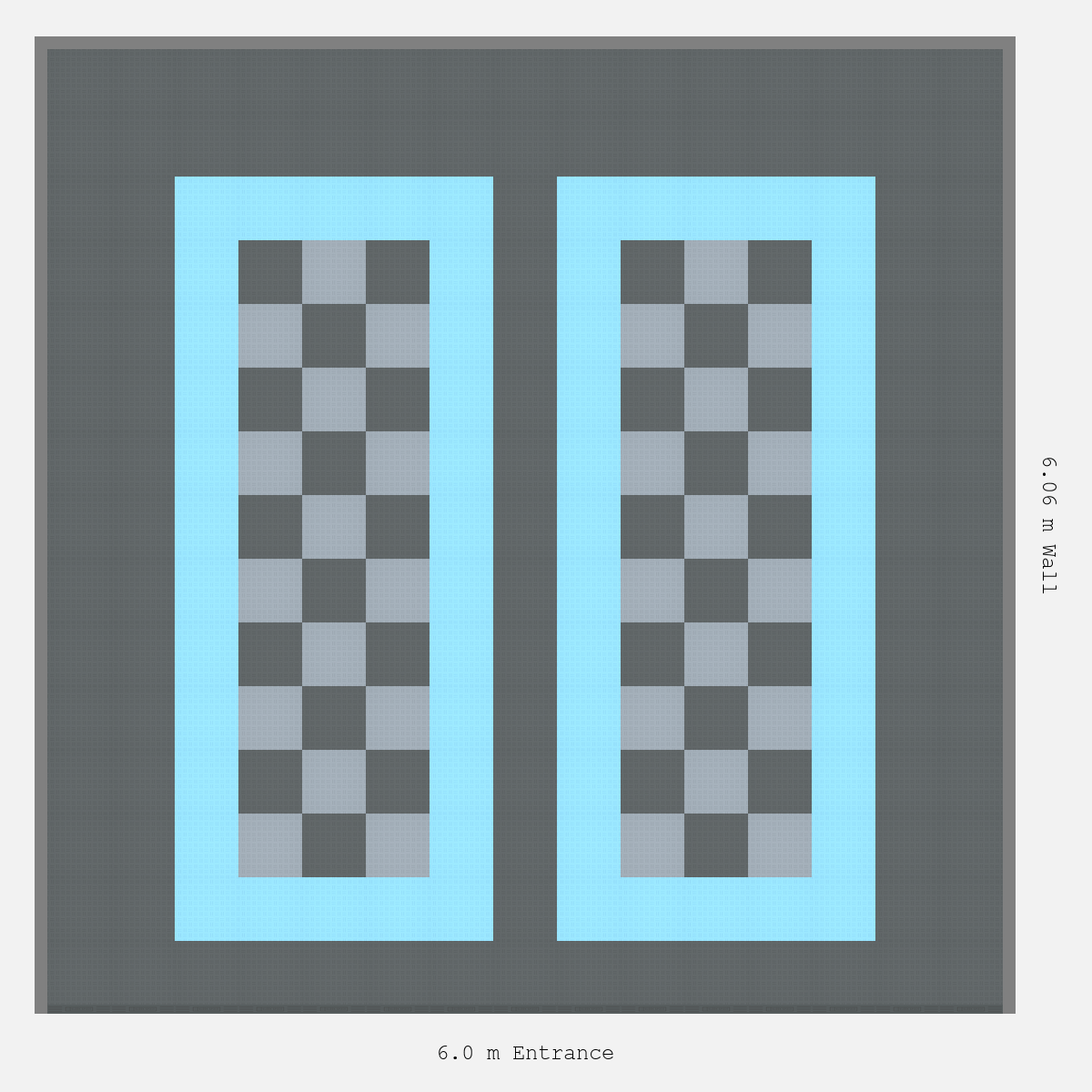 ULTRATUFF Parking Bay Chequer Infill Design Base: Space Grey - Outline: Gulf Blue - Infill: Space Grey - Silver Grey