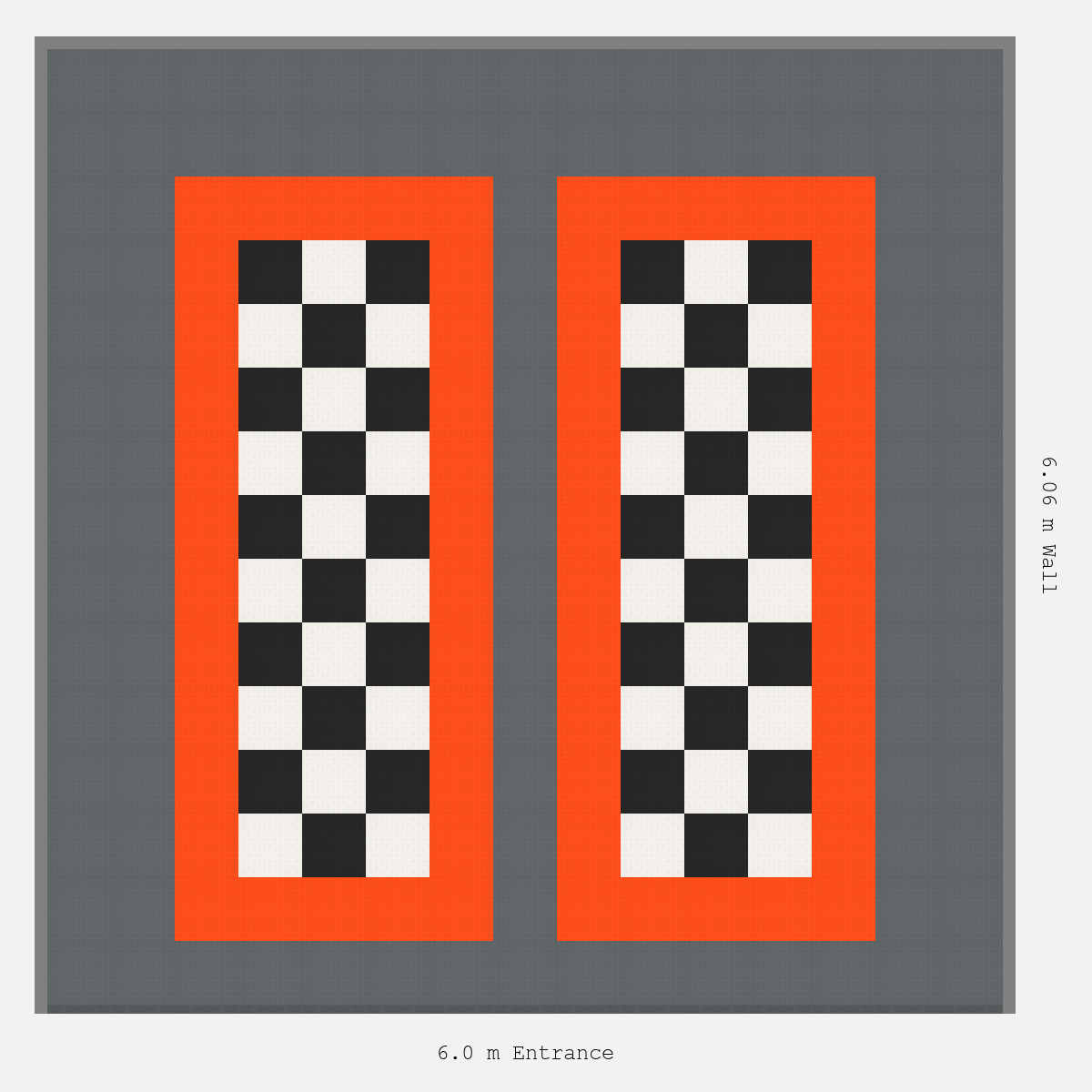ULTRATUFF Parking Bay Chequer Infill Design Base: Space Grey - Outline: Lava Orange - Infill: Jet Black - Alpine White