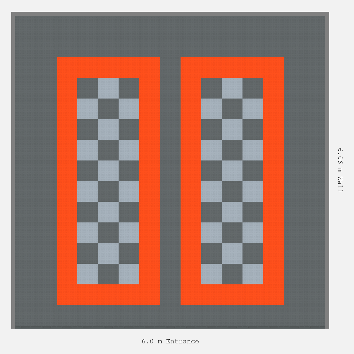 ULTRATUFF Parking Bay Chequer Infill Design Base: Space Grey - Outline: Lava Orange - Infill: Space Grey - Silver Grey