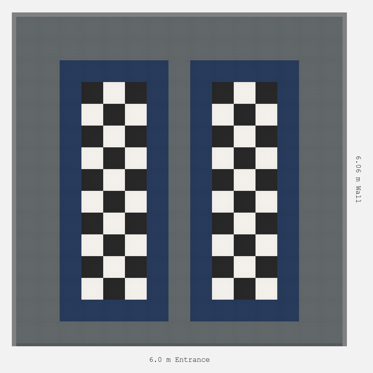 ULTRATUFF Parking Bay Chequer Infill Design Base: Space Grey - Outline: Night Blue - Infill: Jet Black - Alpine White