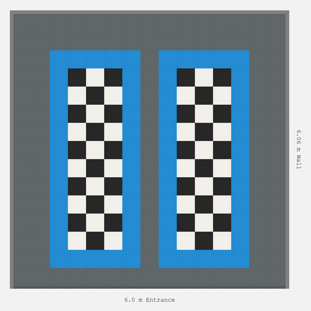 ULTRATUFF Parking Bay Chequer Infill Design Base: Space Grey - Outline: Riviera Blue - Infill: Jet Black - Alpine White