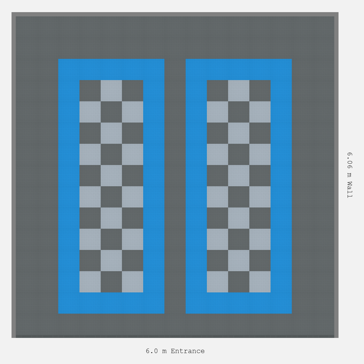 ULTRATUFF Parking Bay Chequer Infill Design Base: Space Grey - Outline: Riviera Blue - Infill: Space Grey - Silver Grey