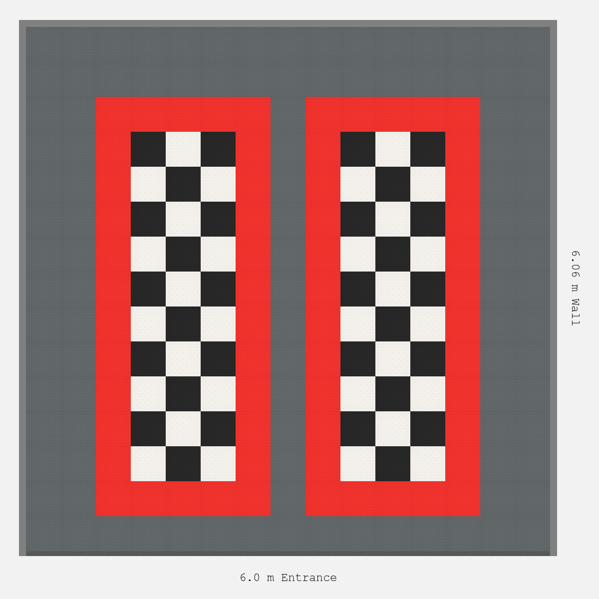 ULTRATUFF Parking Bay Chequer Infill Design Base: Space Grey - Outline: Rosso Red - Infill: Jet Black - Alpine White