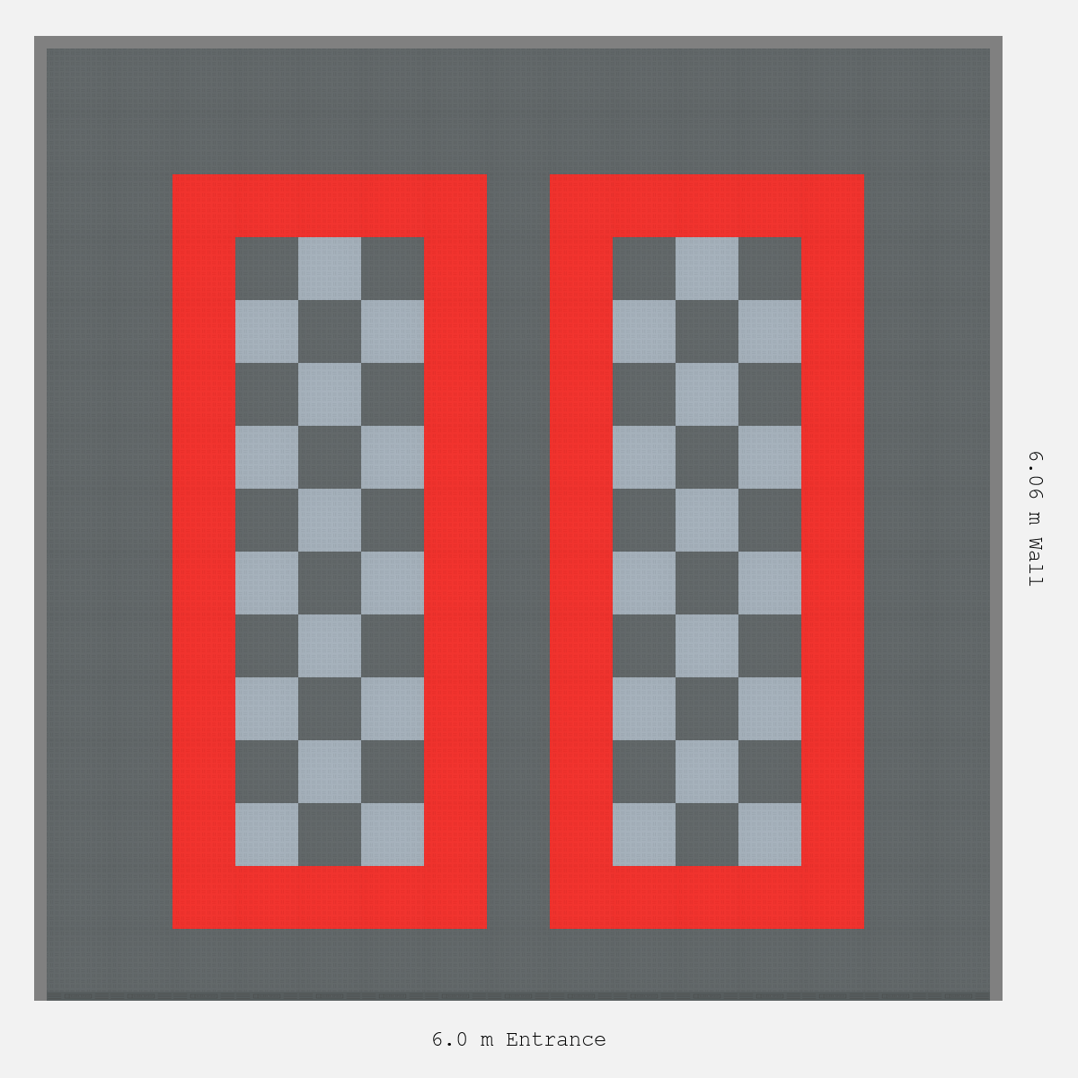 ULTRATUFF Parking Bay Chequer Infill Design Base: Space Grey - Outline: Rosso Red - Infill: Space Grey - Silver Grey