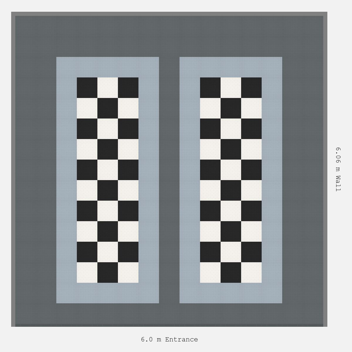 ULTRATUFF Parking Bay Chequer Infill Design Base: Space Grey - Outline: Silver Grey - Infill: Jet Black - Alpine White