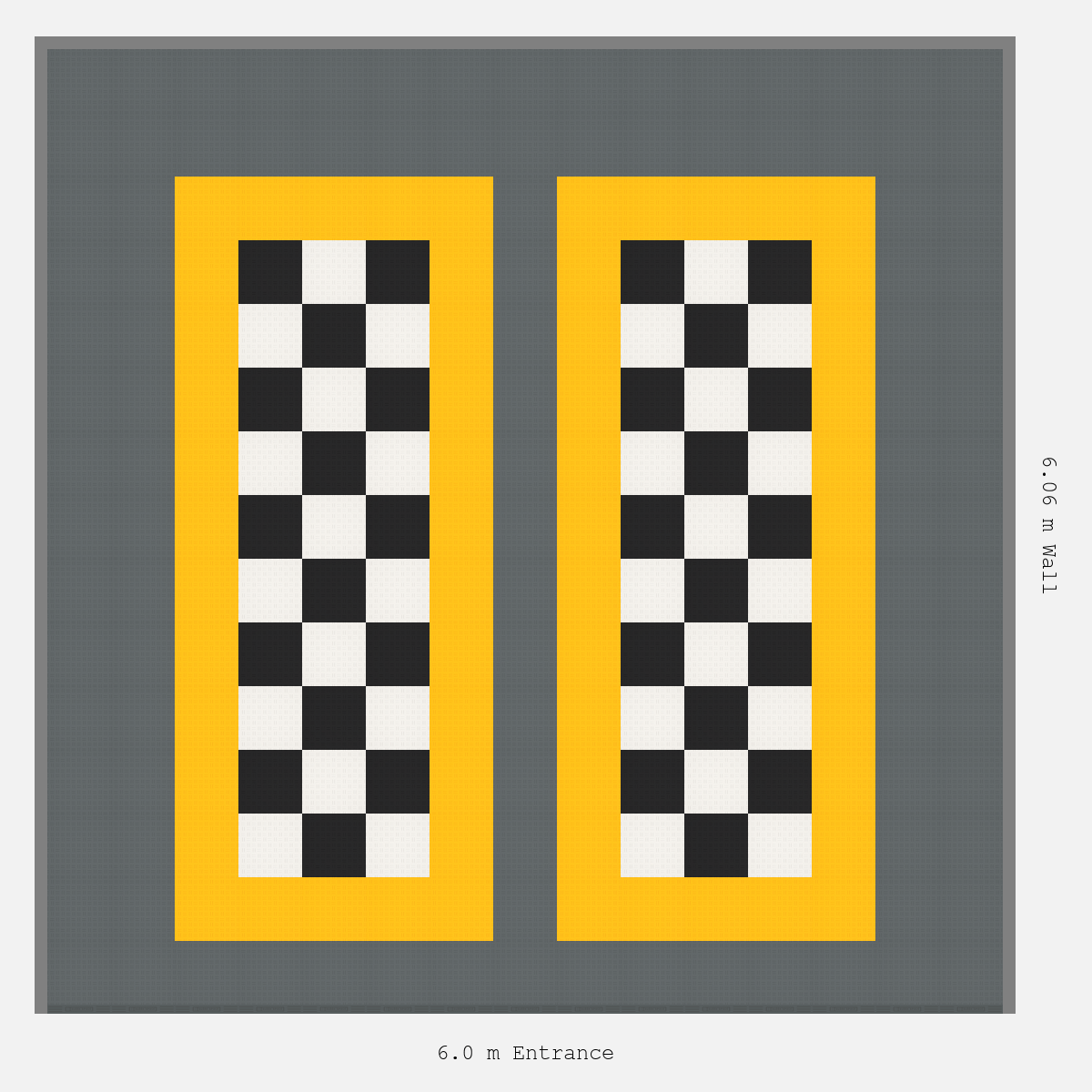 ULTRATUFF Parking Bay Chequer Infill Design Base: Space Grey - Outline: Speed Yellow - Infill: Jet Black - Alpine White