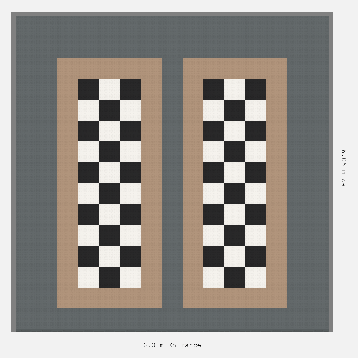 ULTRATUFF Parking Bay Chequer Infill Design Base: Space Grey - Outline: Stone Beige - Infill: Jet Black - Alpine White