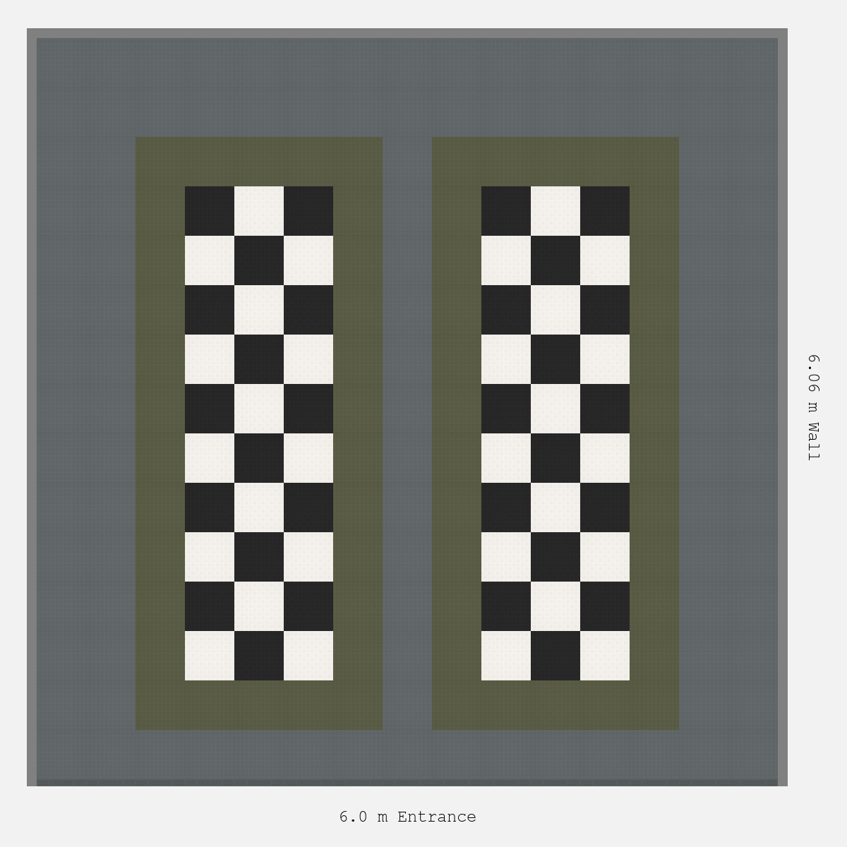 ULTRATUFF Parking Bay Chequer Infill Design Base: Space Grey - Outline: Tactical Olive - Infill: Jet Black - Alpine White