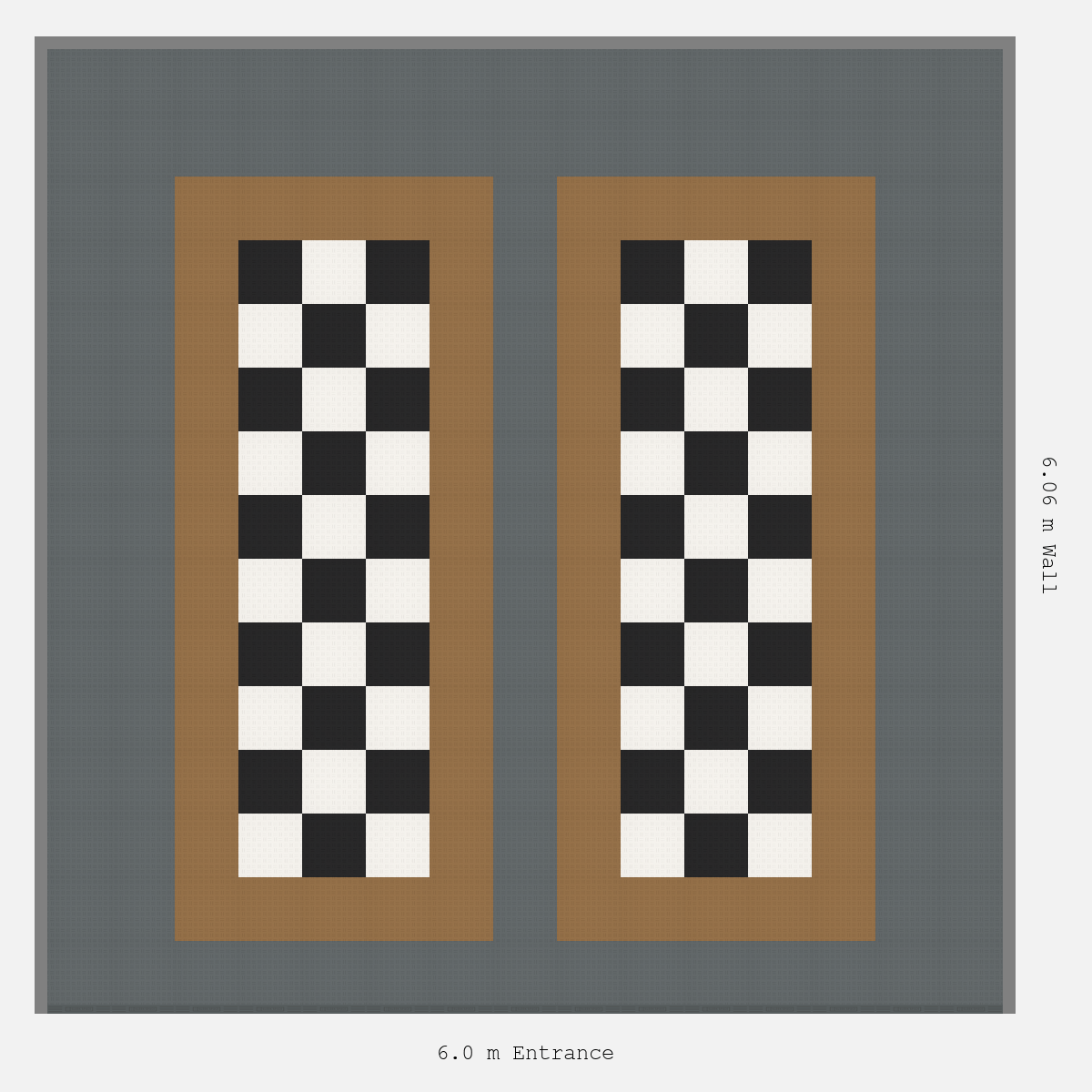 ULTRATUFF Parking Bay Chequer Infill Design Base: Space Grey - Outline: Trophy Gold - Infill: Jet Black - Alpine White