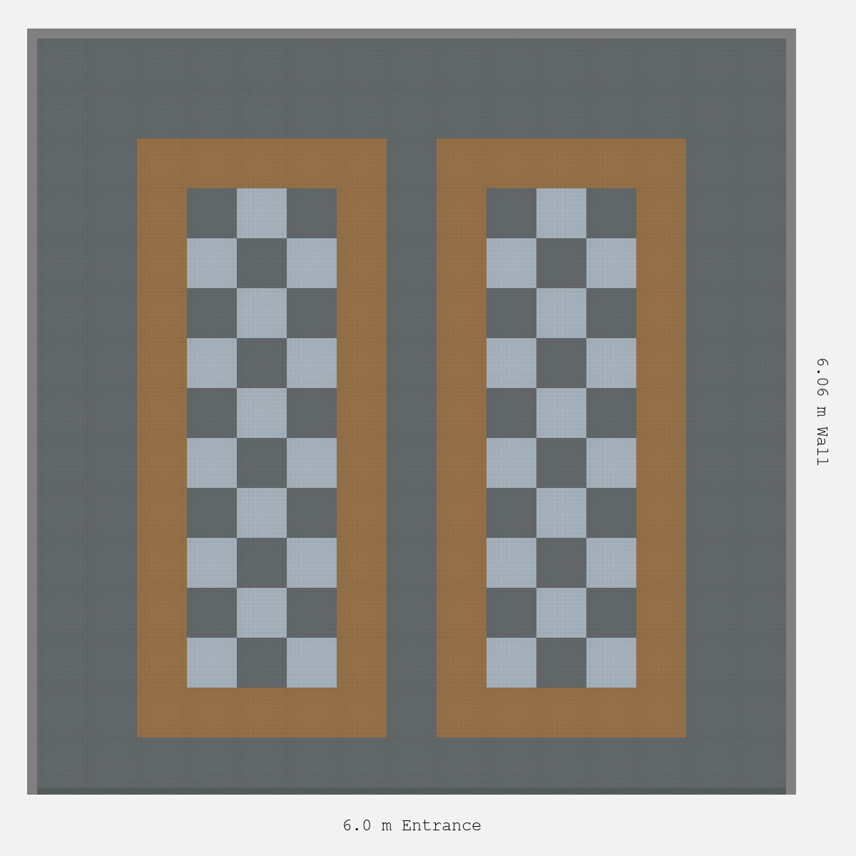 ULTRATUFF Parking Bay Chequer Infill Design Base: Space Grey - Outline: Trophy Gold - Infill: Space Grey - Silver Grey