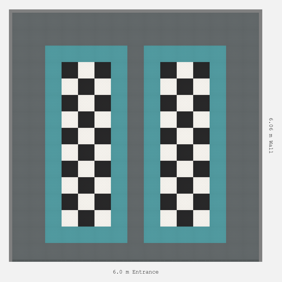ULTRATUFF Parking Bay Chequer Infill Design Base: Space Grey - Outline: Turbo Teal - Infill: Jet Black - Alpine White