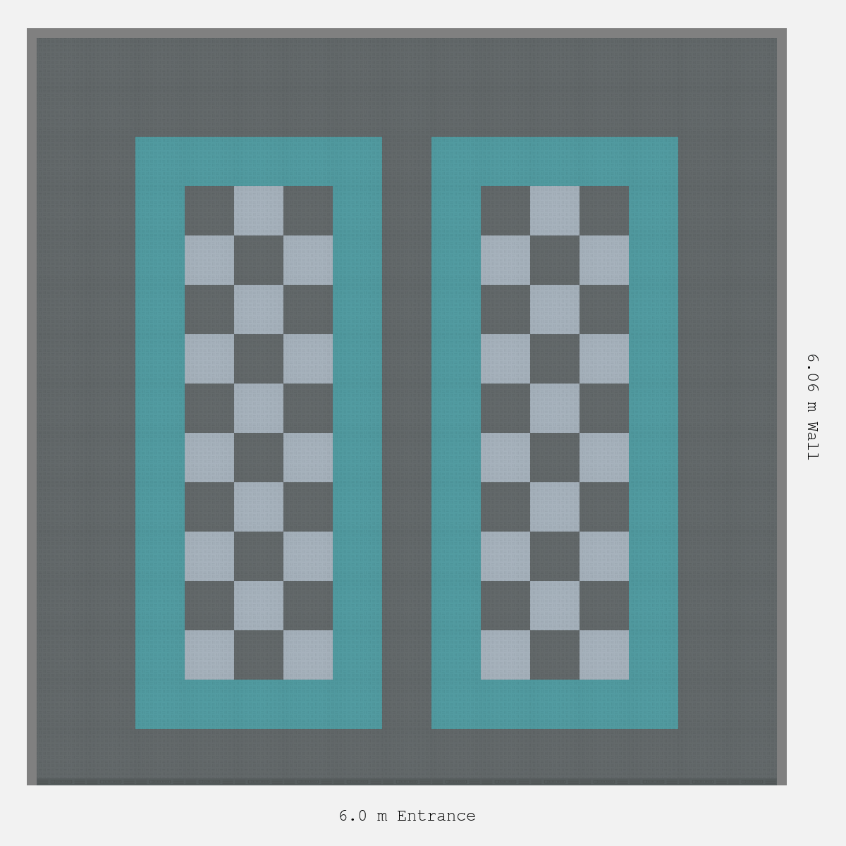 ULTRATUFF Parking Bay Chequer Infill Design Base: Space Grey - Outline: Turbo Teal - Infill: Space Grey - Silver Grey