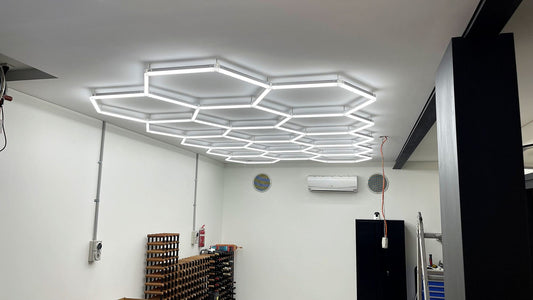 ULTRABEAM hexagon LED lights on a customer ceiling in New South Wales