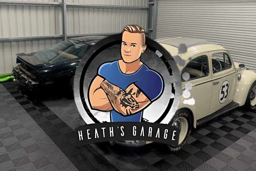 Heath's garage featuring Sleek Space interlocking floor tiles