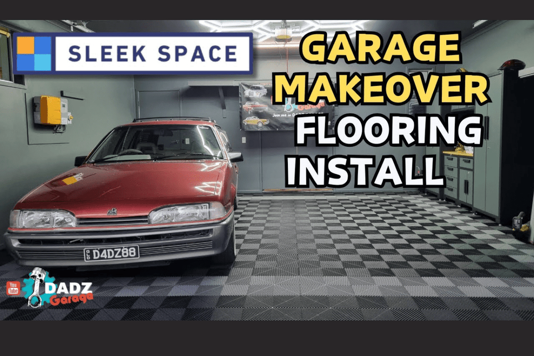 Dadz Garage featuring Sleek Space interlocking floor tiles