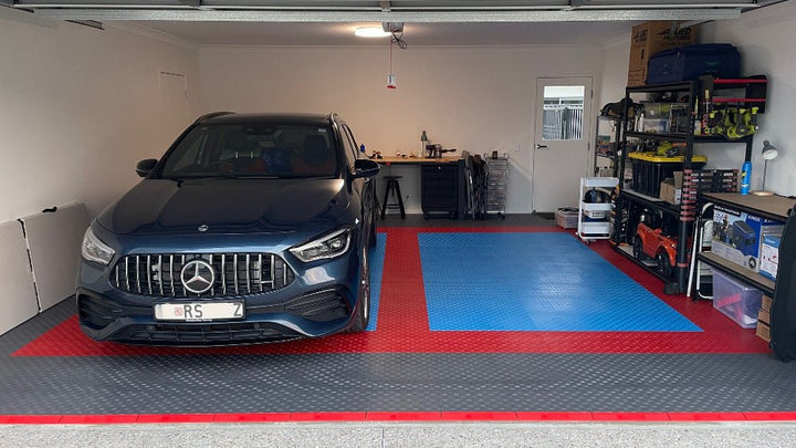 Workshop with Sleek Space garage floor tiles — Brisbane customer installation