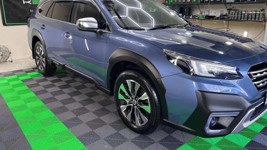 Garage workshop setup with Sleek Space interlocking floor tiles