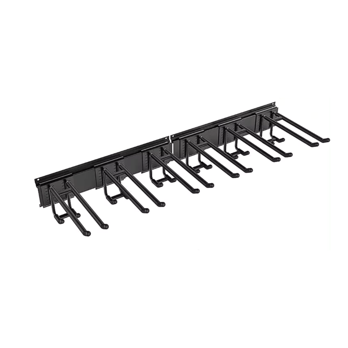 ULTRARACK Garden Tool Storage Rack with 2xRails & 6xHooks, Black