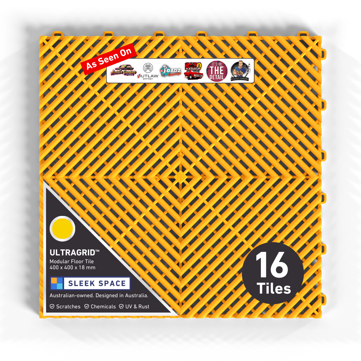 ULTRAGRID Garage Floor Tile, Speed Yellow (16-Pack)