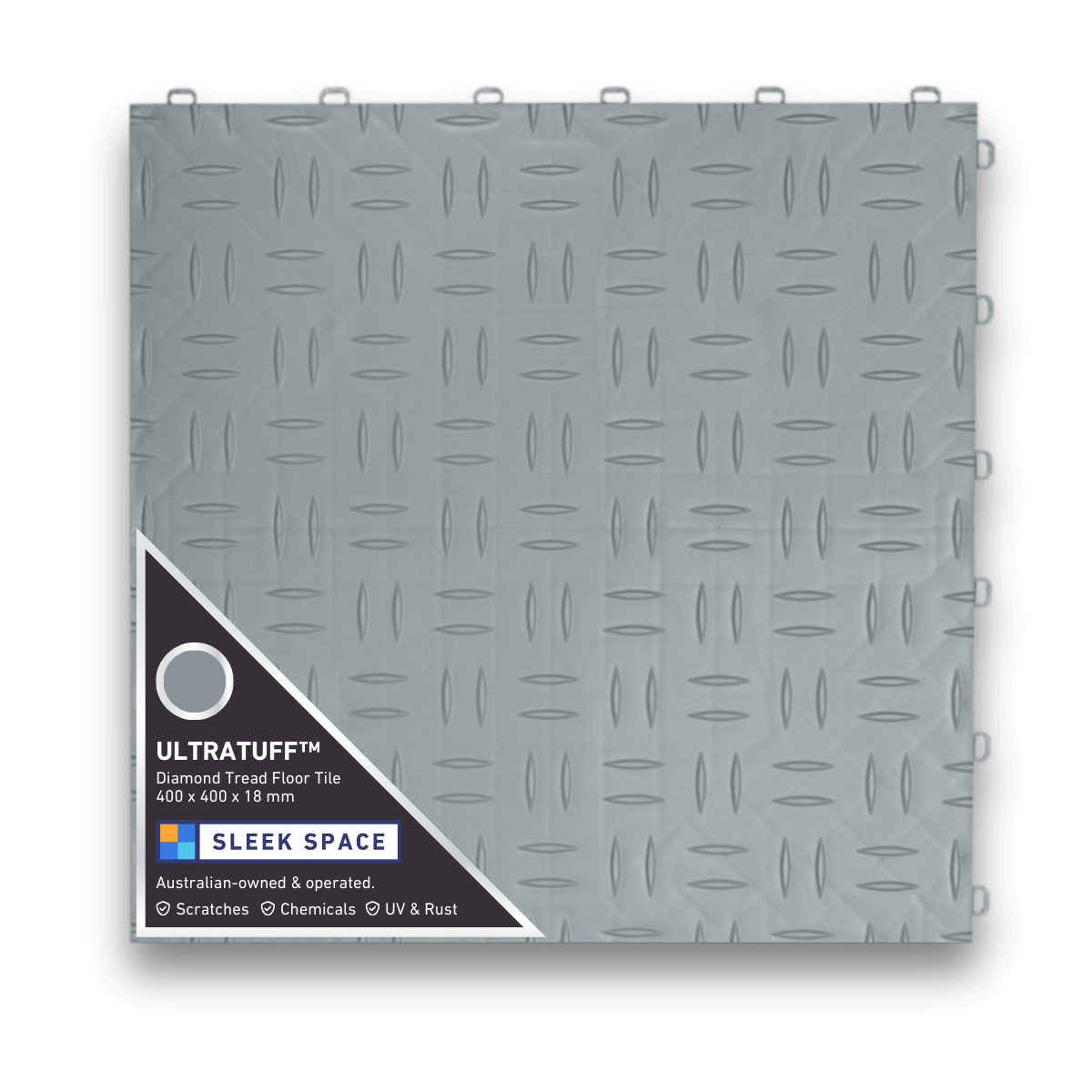 ULTRATUFF Garage Floor Tile 400x400x18mm, Silver Grey