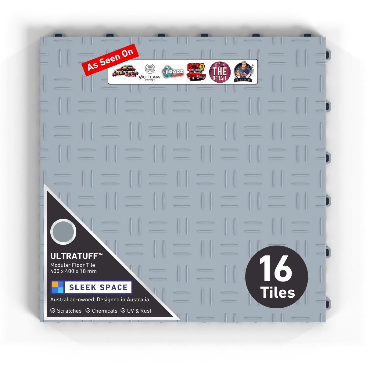 ULTRATUFF Garage Floor Tile, Silver Grey (16-Pack)