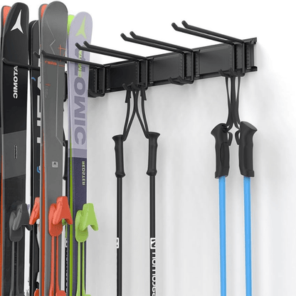 ULTRARACK Garden Tool Storage Rack with 2xRails & 6xHooks, Black