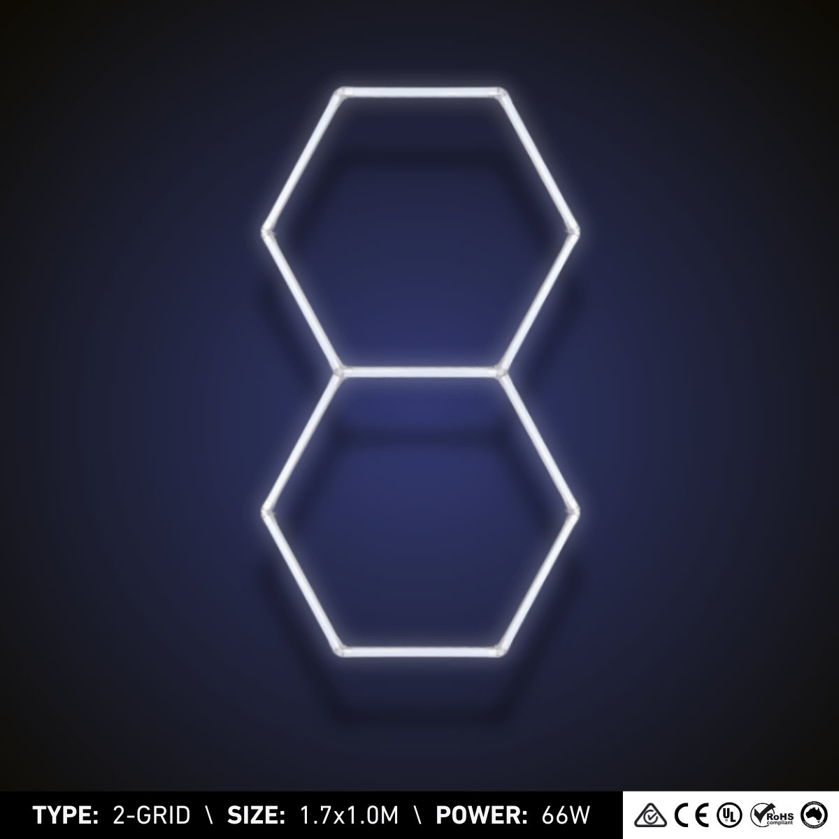 ULTRABEAM 2-Grid Small Hexagon LED Light (1.7x1.0m, 66W)