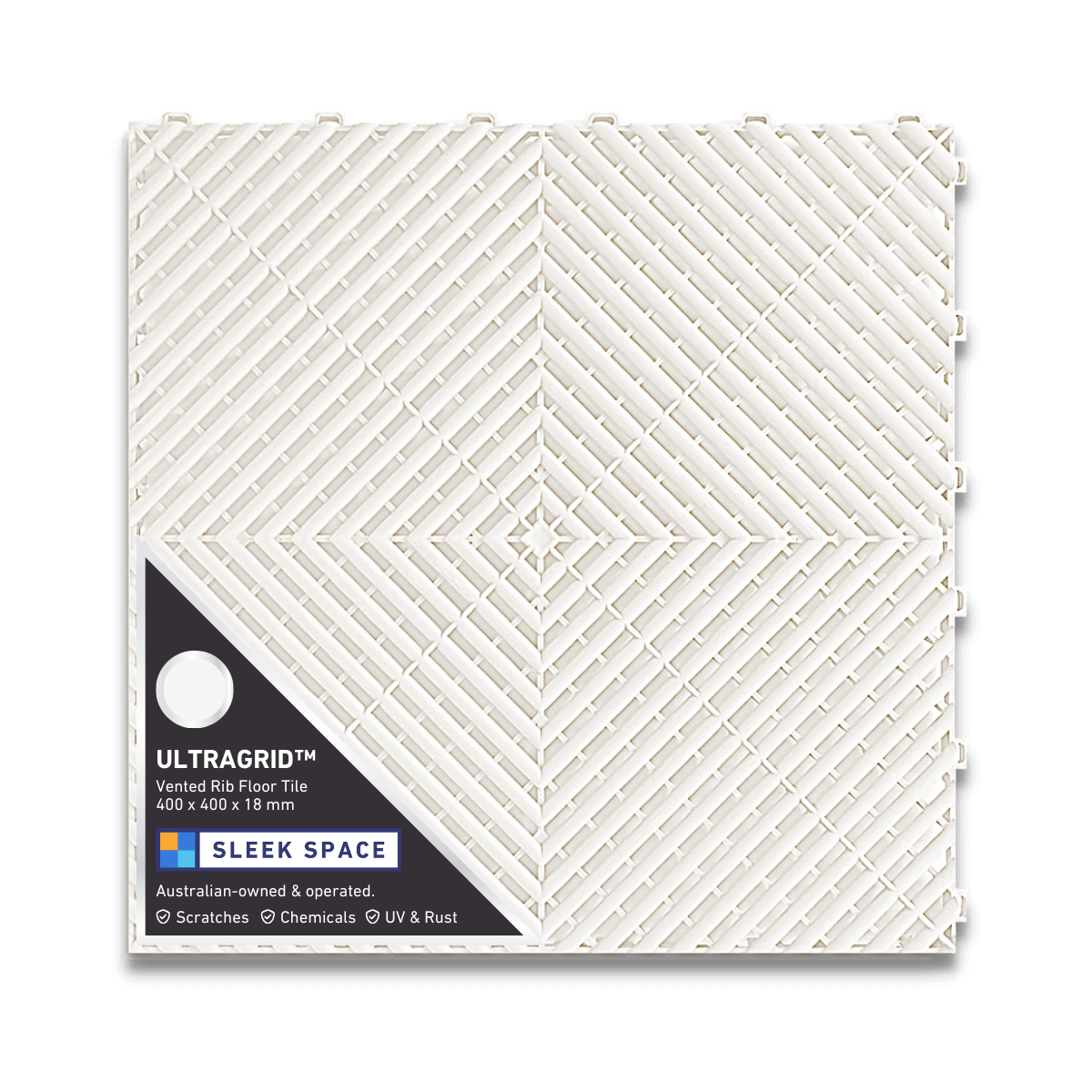 ULTRAGRID Garage Floor Tile 400x400x18mm, Alpine White
