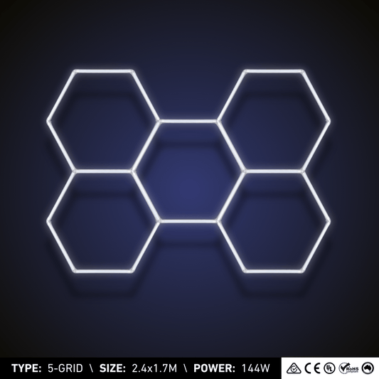 ULTRABEAM 5-Grid Small Hexagon LED Light (2.4x1.7m, 144W)