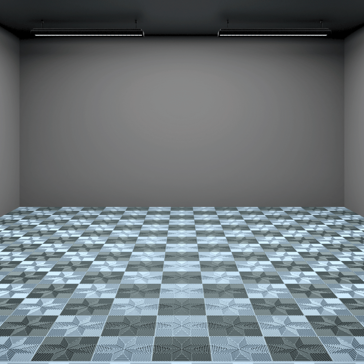 Sleek Space interlocking garage floor tile in grey