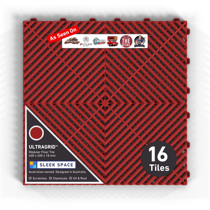ULTRAGRID Garage Floor Tile, Crimson Red (16-Pack)