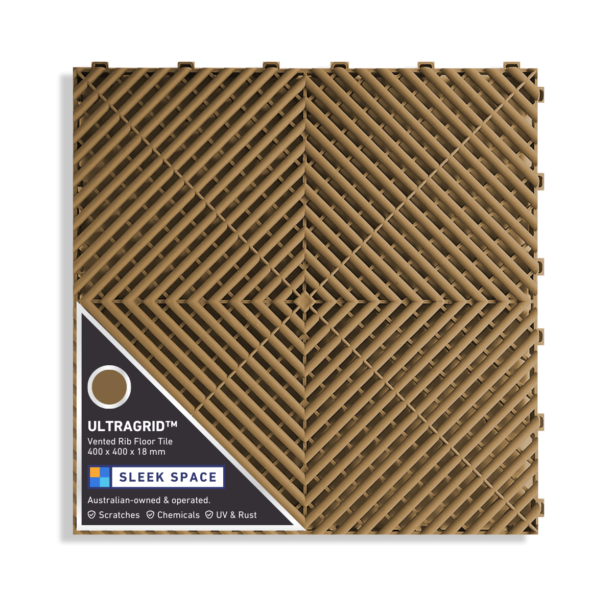 ULTRAGRID Garage Floor Tile 400x400x18mm, Trophy Gold