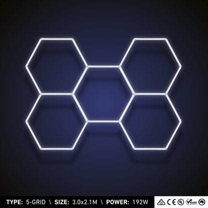ULTRABEAM 5-Grid Large Hexagon LED Light (3.0x2.1m, 192W)