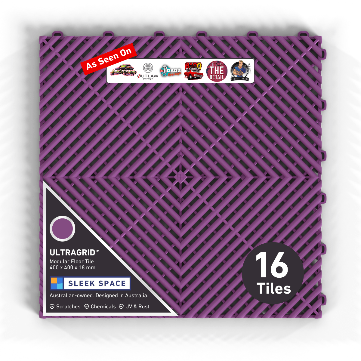 ULTRAGRID Garage Floor Tile, Phantom Purple (16-PK)