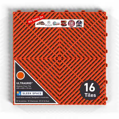 ULTRAGRID Garage Floor Tile, Lava Orange (16-Pack)