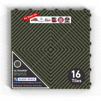 ULTRAGRID Garage Floor Tile, Tactical Olive (16-Pack)