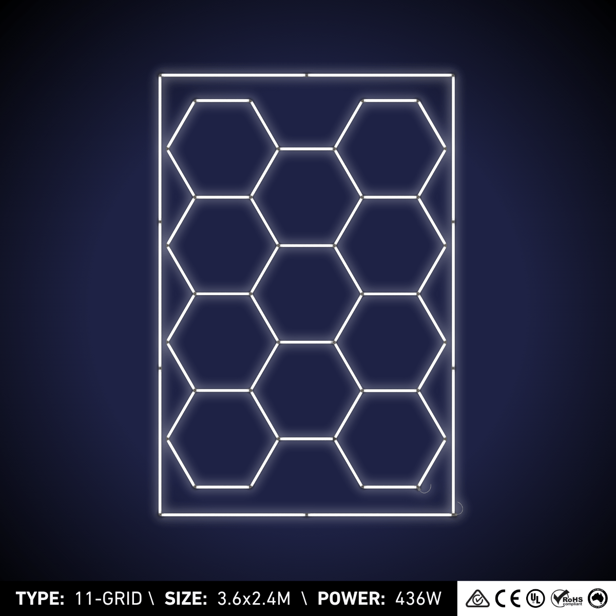 11-Grid Small Hexagon Light (3.5x2.4m, 436W)