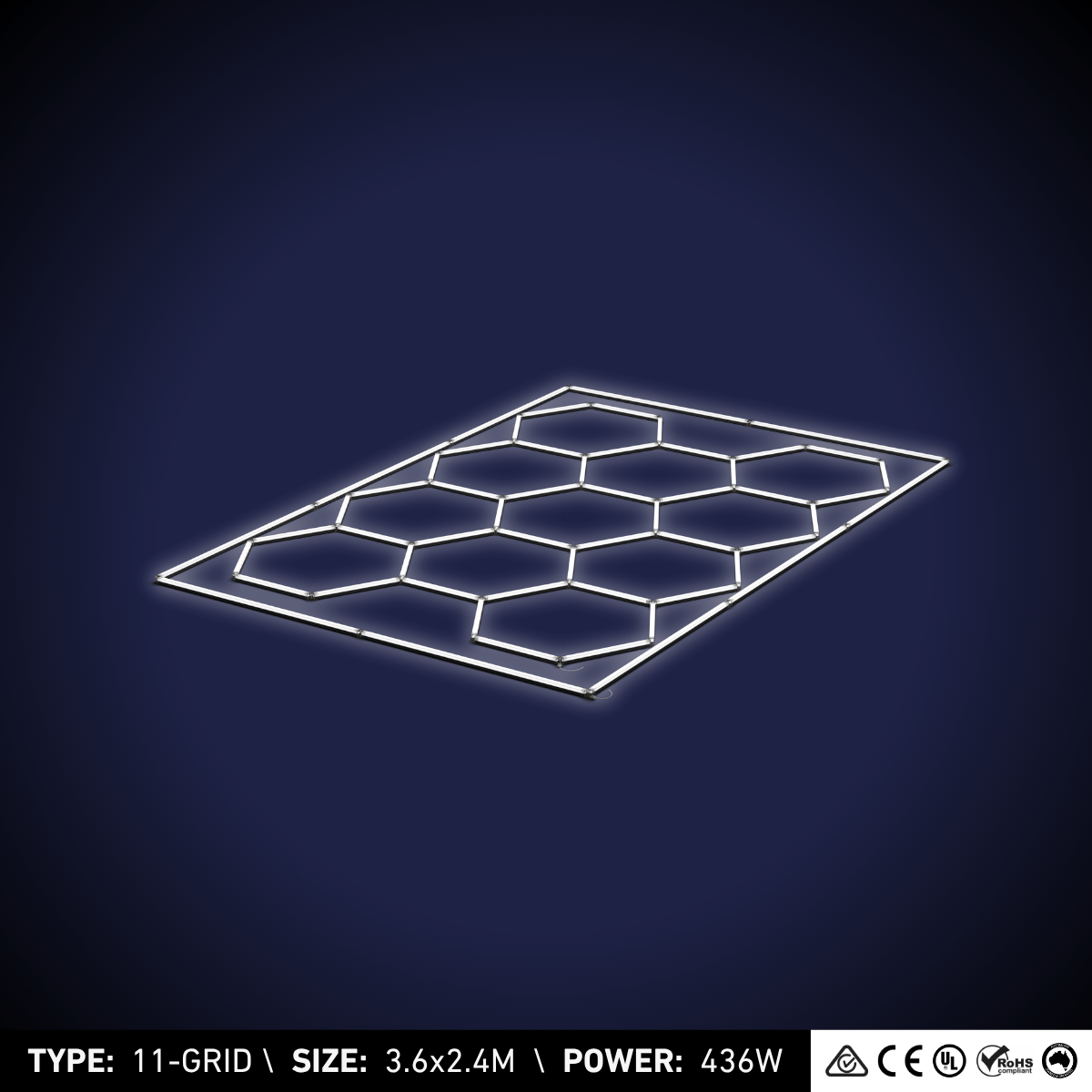 11-Grid Small Hexagon Light (3.5x2.4m, 436W)