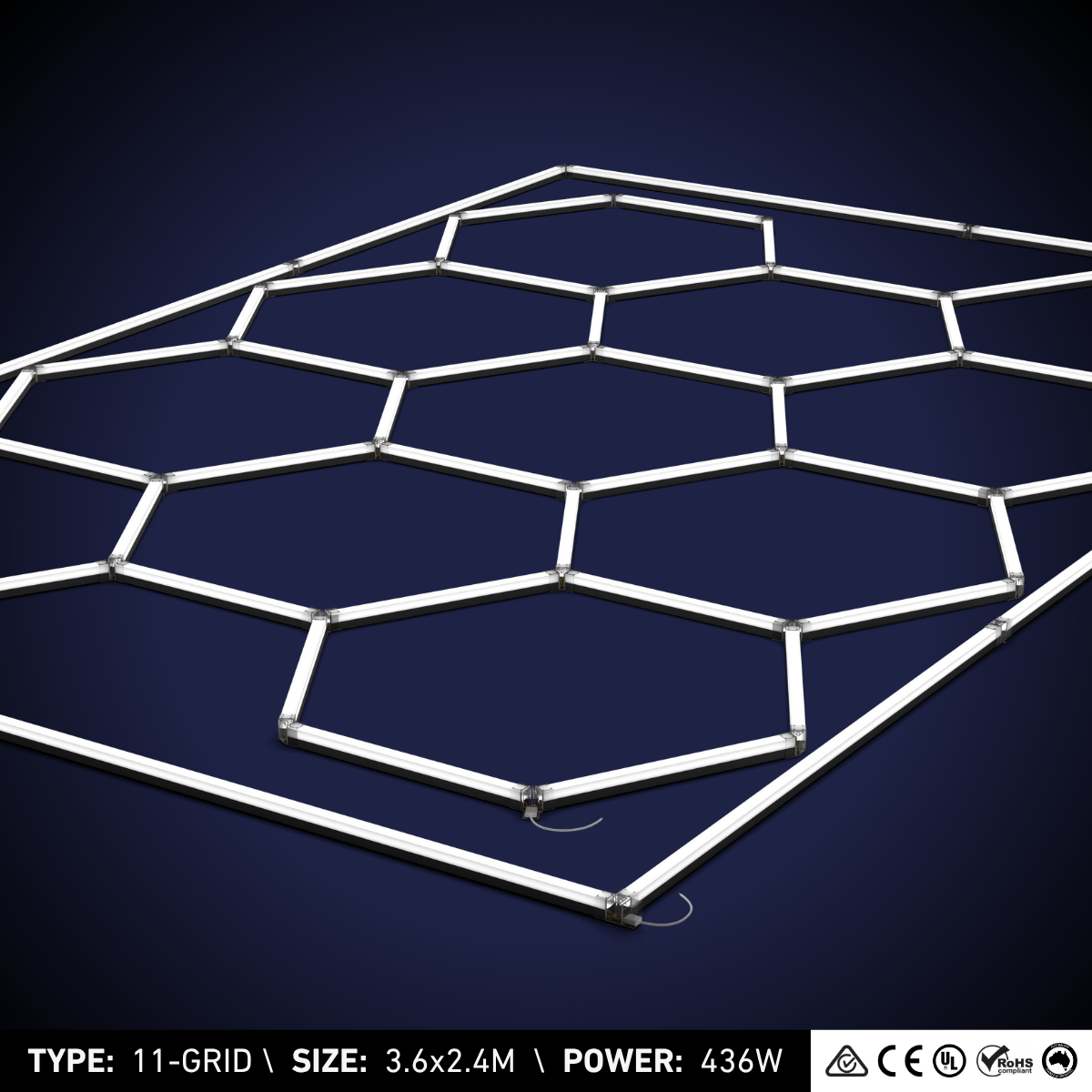 11-Grid Small Hexagon Light (3.5x2.4m, 436W)