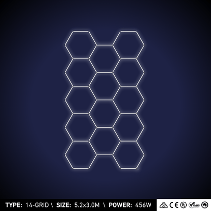 14-Grid Large Hexagon Light (5.2x3.0m, 456W)