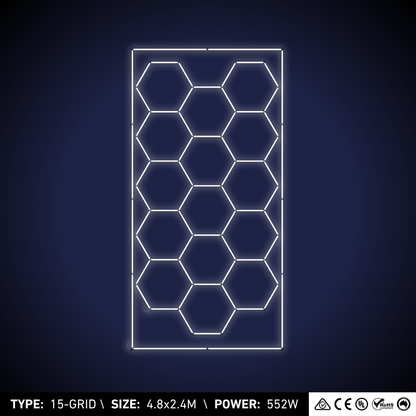 15-Grid Small Hexagon Light (4.8x2.4m, 552W)