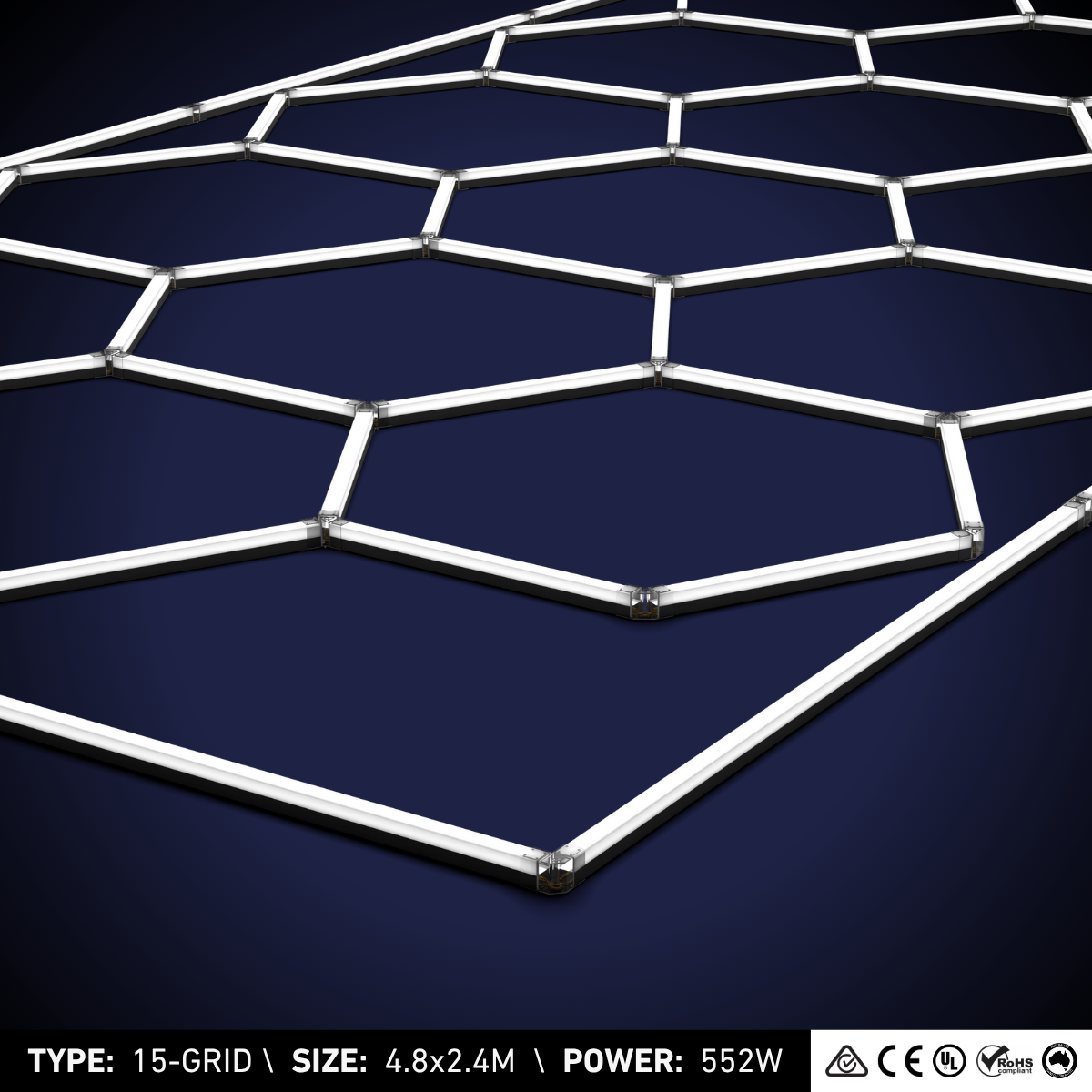 15-Grid Small Hexagon Light (4.8x2.4m, 552W)