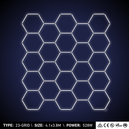 23-Grid Small Hexagon Light (4.1x3.8m, 528W)