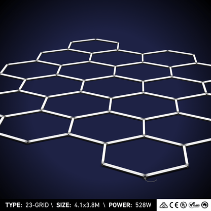 23-Grid Small Hexagon Light (4.1x3.8m, 528W)