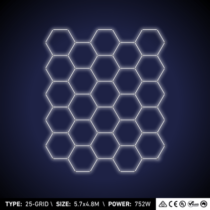 25-Grid Large Hexagon Light (5.7x4.8m, 752W)