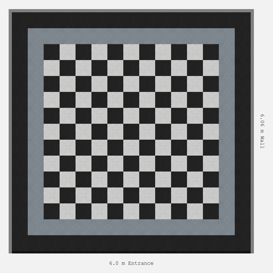 ULTRACORE Double Border Chequer Infill Design Outer: Jet Black - Inner: Silver Grey - Infill: Jet Black - Alpine White