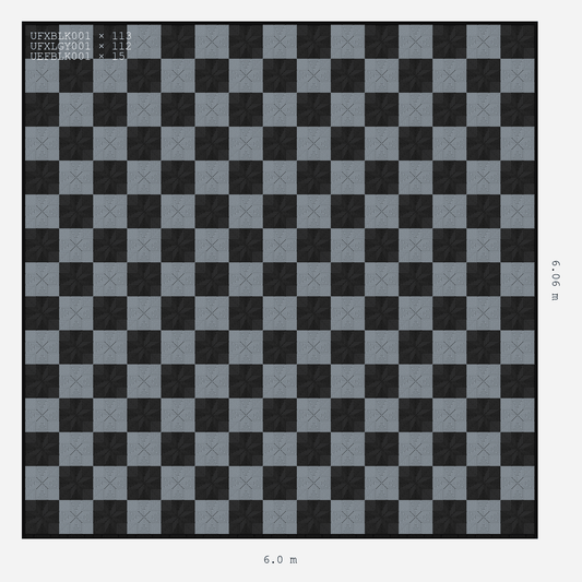 ULTRAFLUX chequerboard layout in Silver Grey and Jet Black